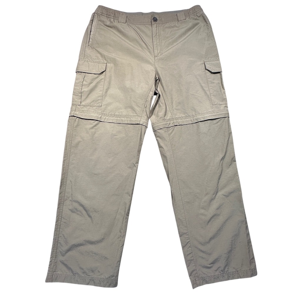 Columbia Convertible Cargo Hiking Pants Mens Large x 32 Khaki Ripstop‎ Gorpcore